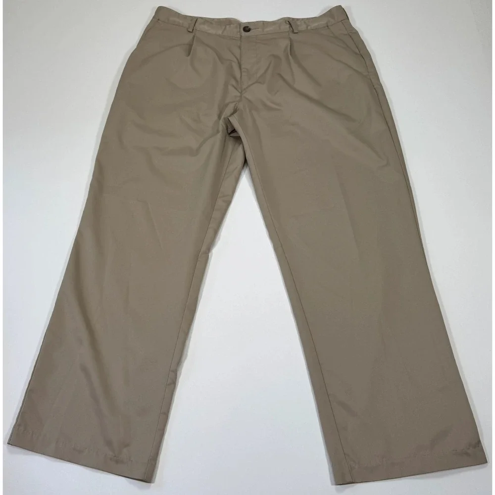 Adidas Climalite Golf Pants Mens 36x30 Khaki Pleated Lightweight Performance